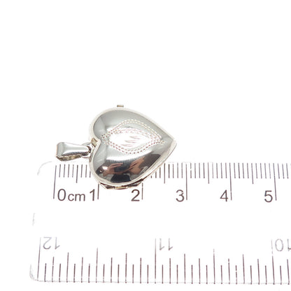 925 Sterling Silver Vintage Engraved Floral Heart Locket Mini Charm Pendant
