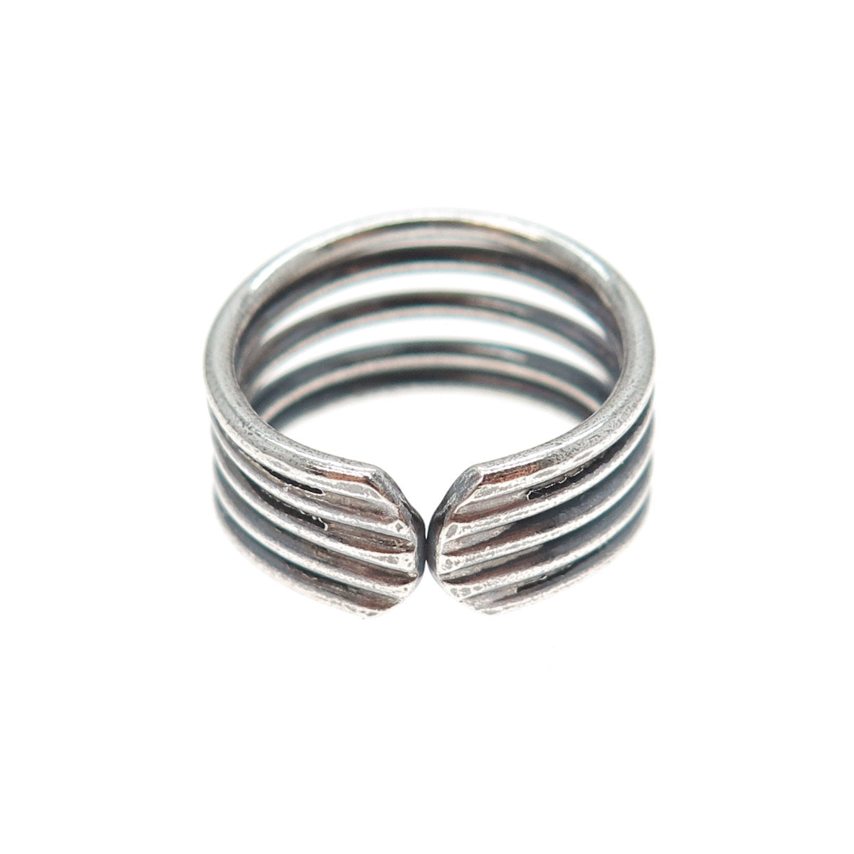 925 Sterling Silver Vintage Multi-Row Oxidized Adjustable Ring Size 6.75