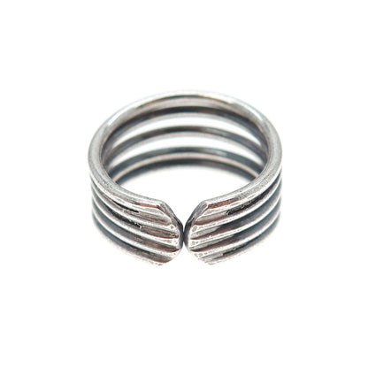 925 Sterling Silver Vintage Multi-Row Oxidized Adjustable Ring Size 6.75