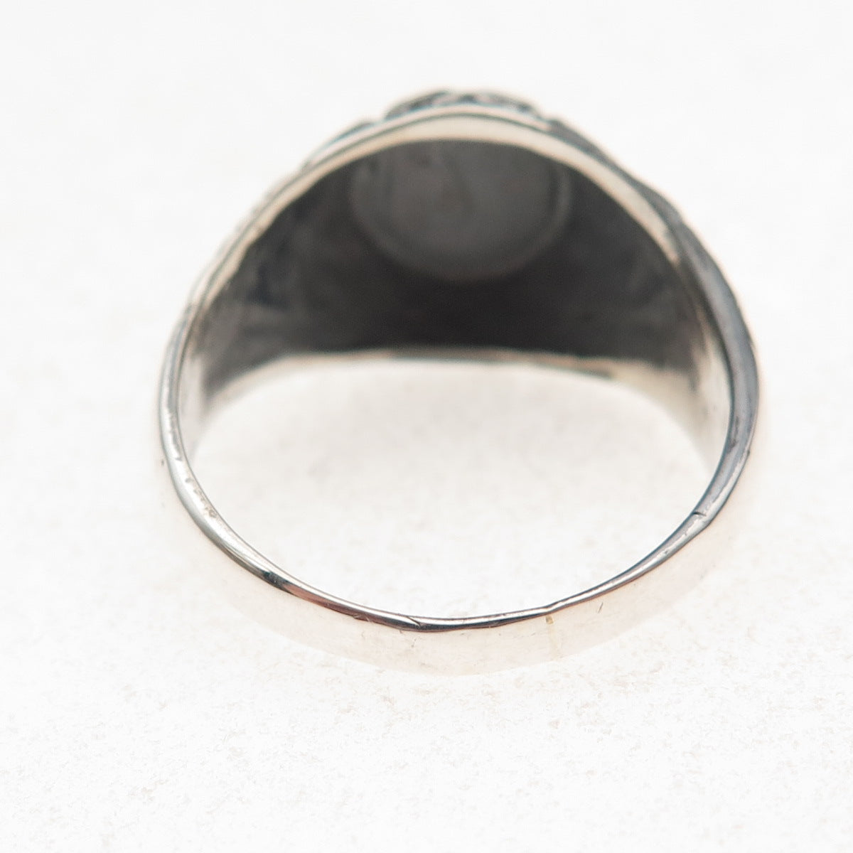 925 Sterling Silver Vintage Crescent Moon & Star Oxidized Dome Ring Size 11