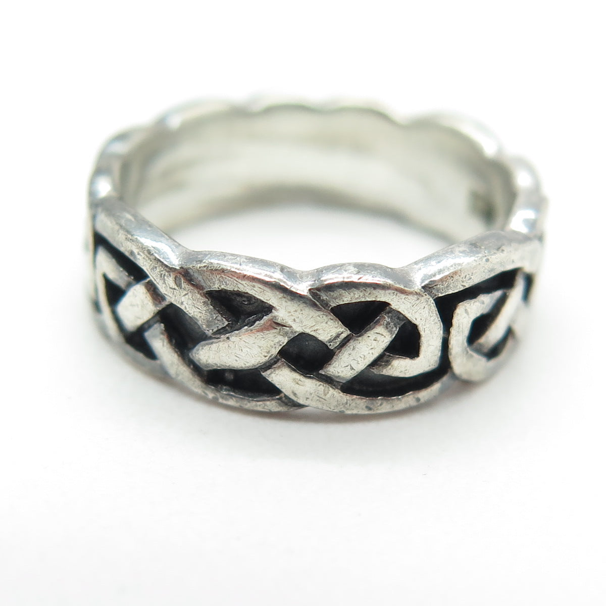 PETER STONE 925 Sterling Silver Vintage Celtic Knot Oxidized Band Ring Size 4.75