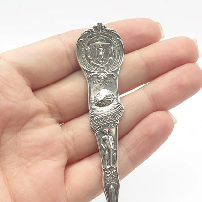 925 Sterling Silver Antique Watson States & Cities Massachusetts Demitasse Spoon