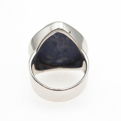 AIL Aluma 925 Sterling Silver Vintage Real Lapis Lazuli Modernist Ring Size 7