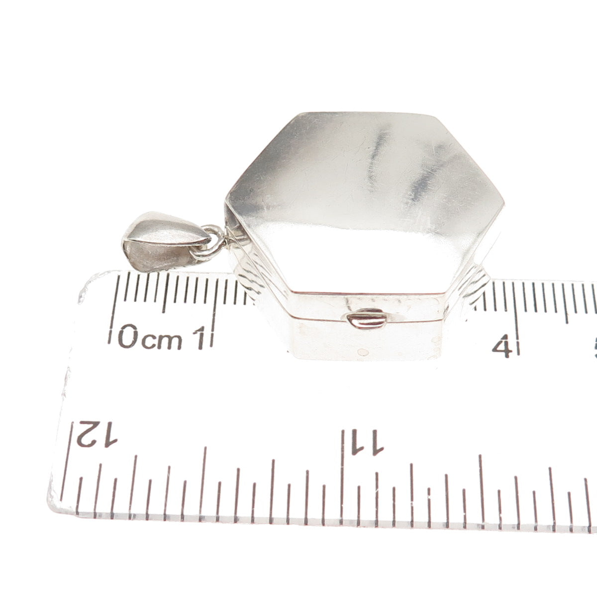 925 Sterling Silver Vintage Hexagon Pill / Snuff Box Charm Pendant