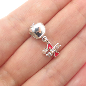 REFLECTION BEADS 925 Sterling Silver Enamel #1 Teacher Apple Slide Dangle Charm