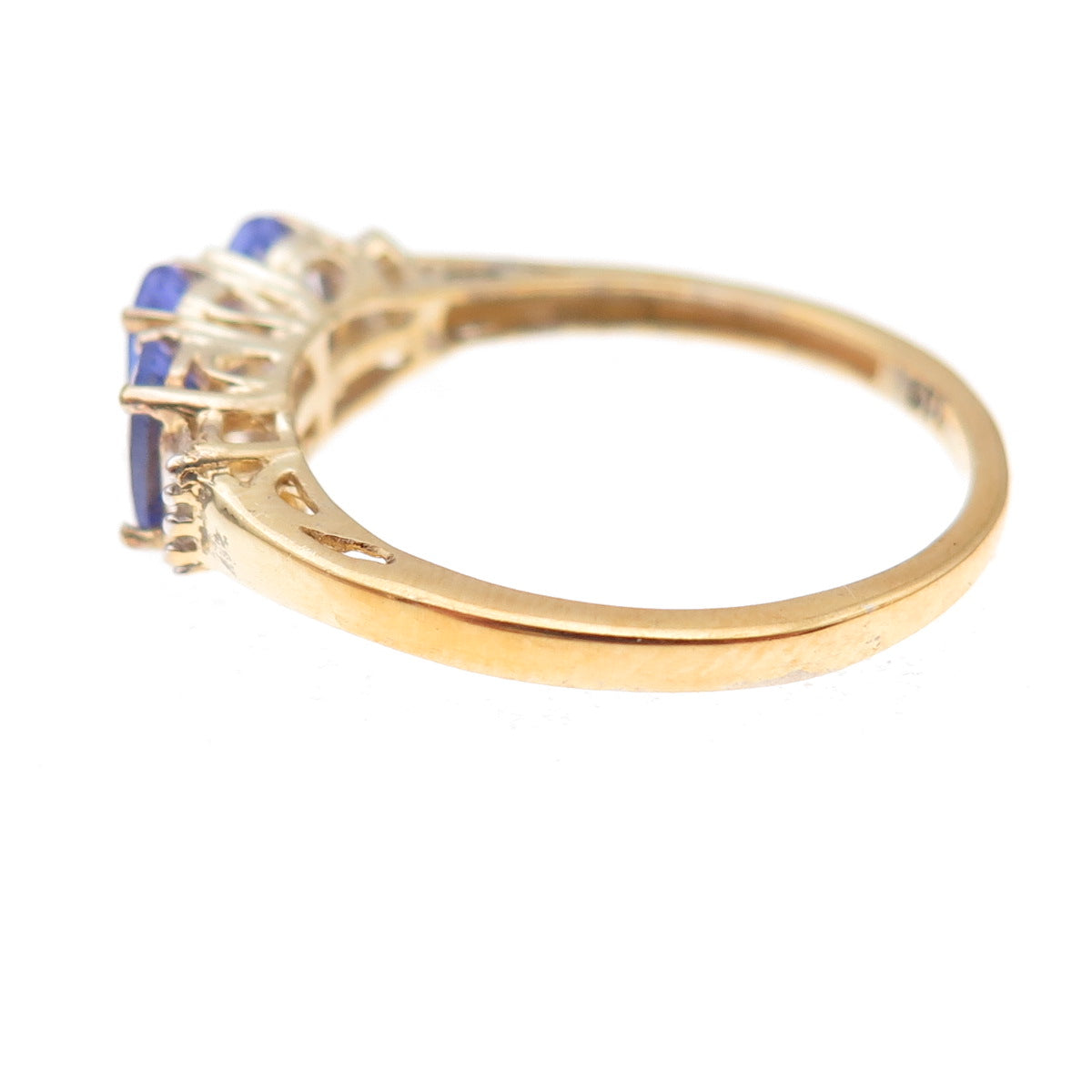 Chuck Clemency 925 Sterling Gold Plated Real Diamond & Tanzanite Ring Size 8.25