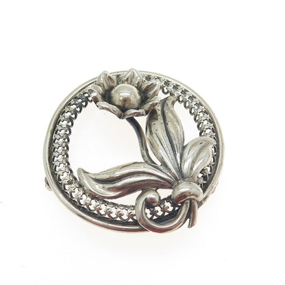DANECRAFT 925 Sterling Silver Antique Art Deco US Flower Pin Brooch