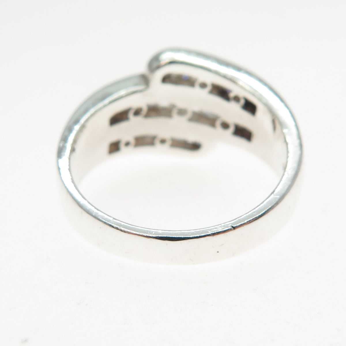 925 Sterling Silver Round-Cut C Z Bypass Ring Size 7