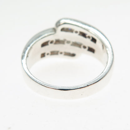 925 Sterling Silver Round-Cut C Z Bypass Ring Size 7