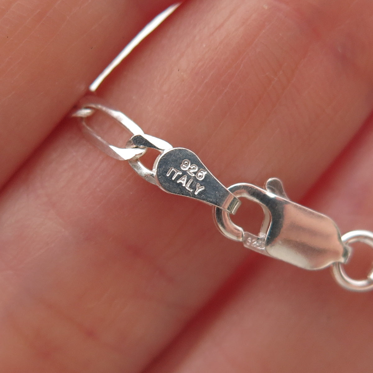 P. Lux 925 Sterling Silver Italy Figaro Chain Necklace 22"