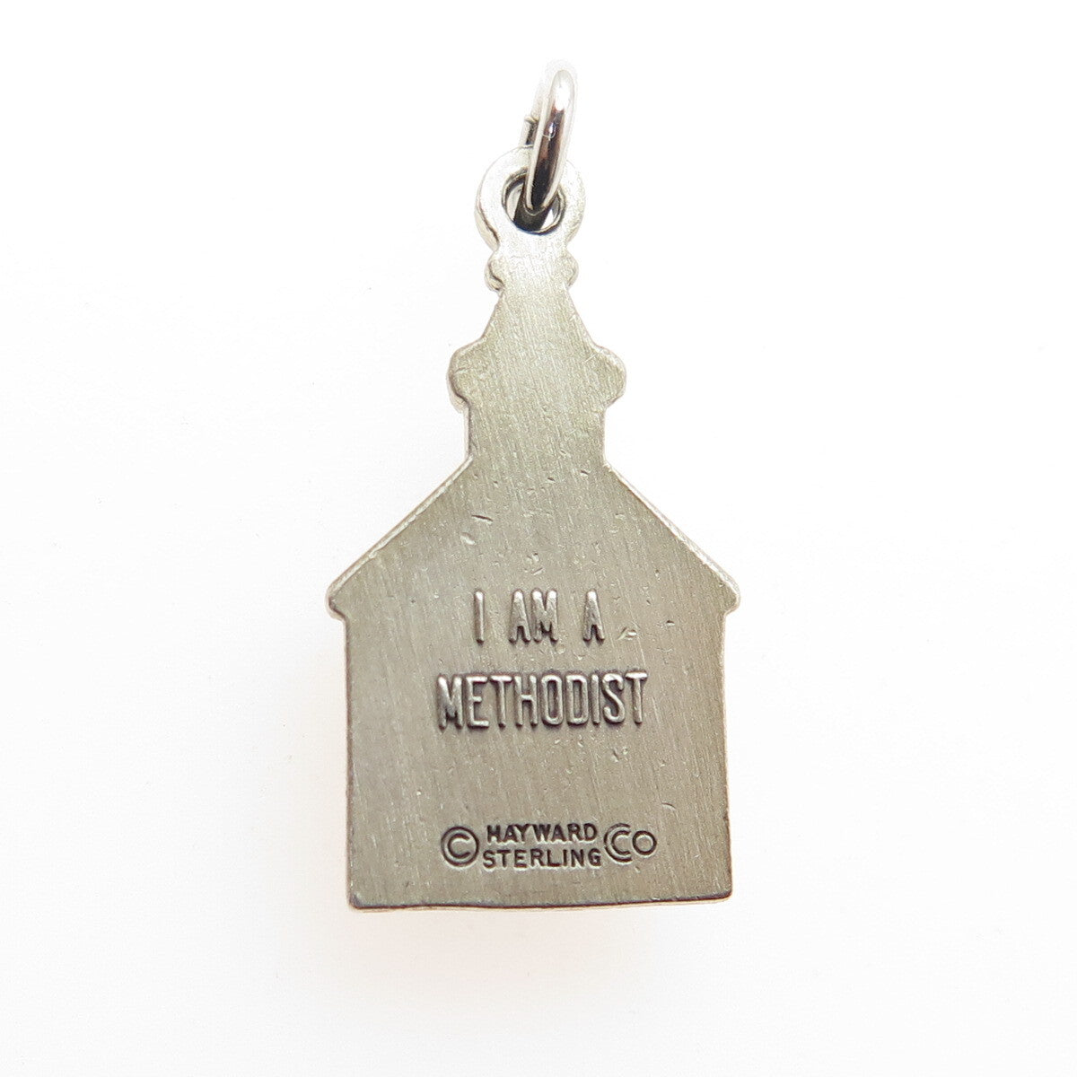 HAYWARD 925 Sterling Silver Antique "I am a Methodist" Church Religious Pendant