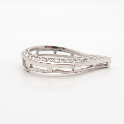 925 Sterling Silver Pave C Z Slide Pendant