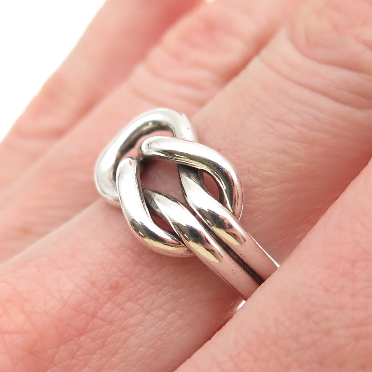 925 Sterling Silver Vintage Mexico Mariner Love Knot Oxidized Ring Size 6.5