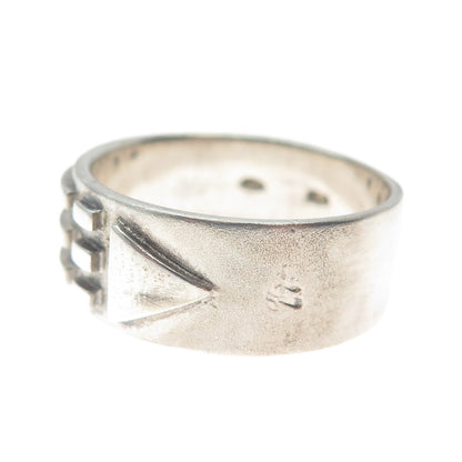 925 Sterling Silver Vintage Italy Modernist Arrow Band Ring Size 11.25