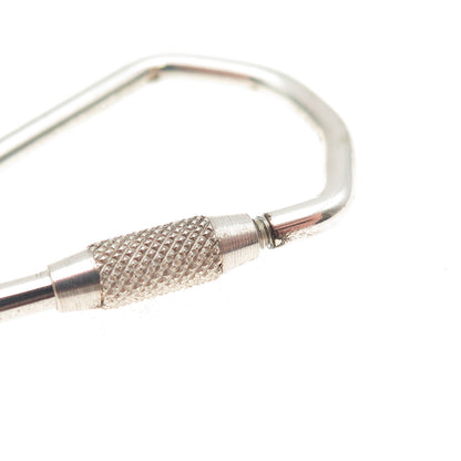 925 Sterling Silver Vintage Round Tag Fob Carabiner Key Ring Holder