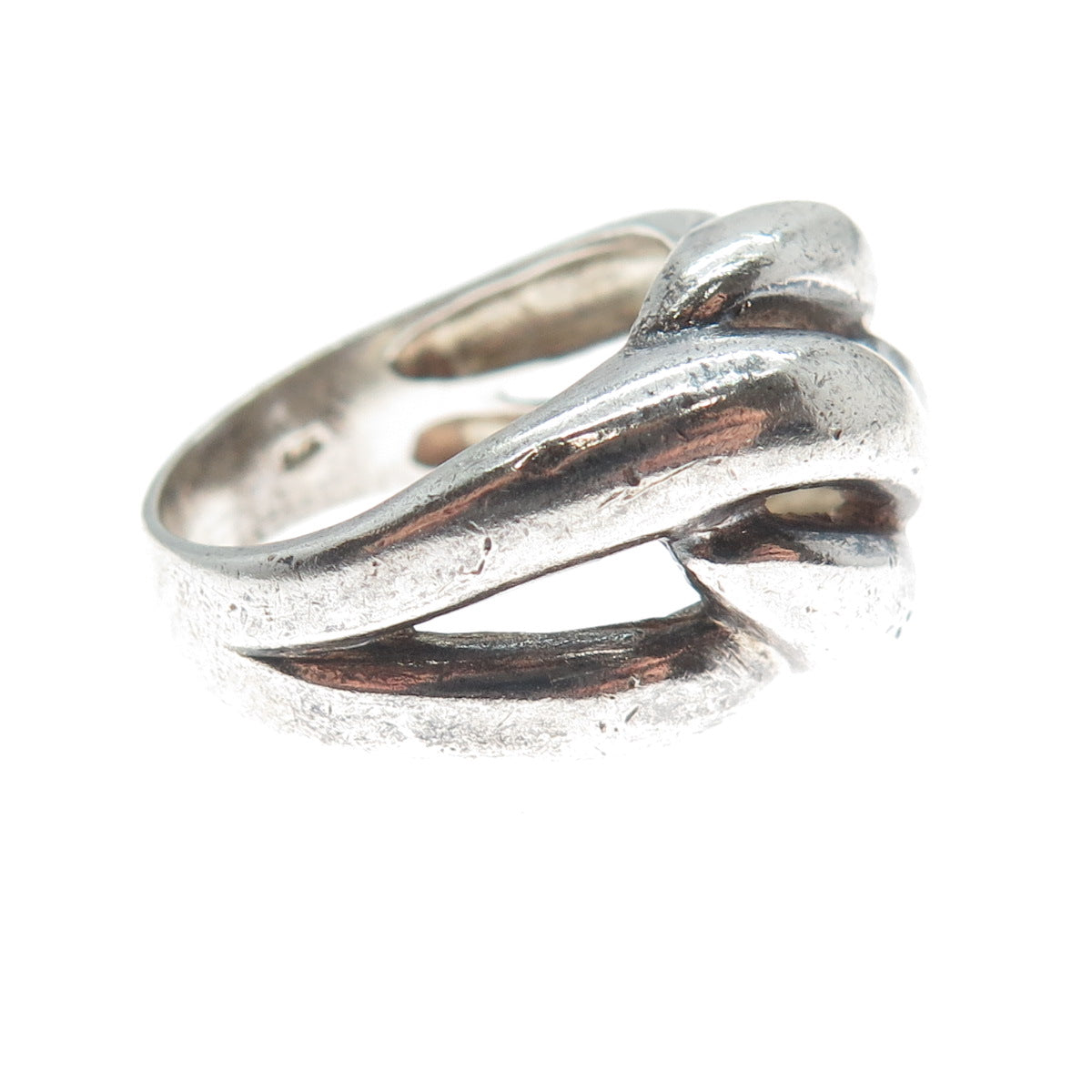 925 Sterling Silver Vintage Modernist Oxidized Ring Size 7