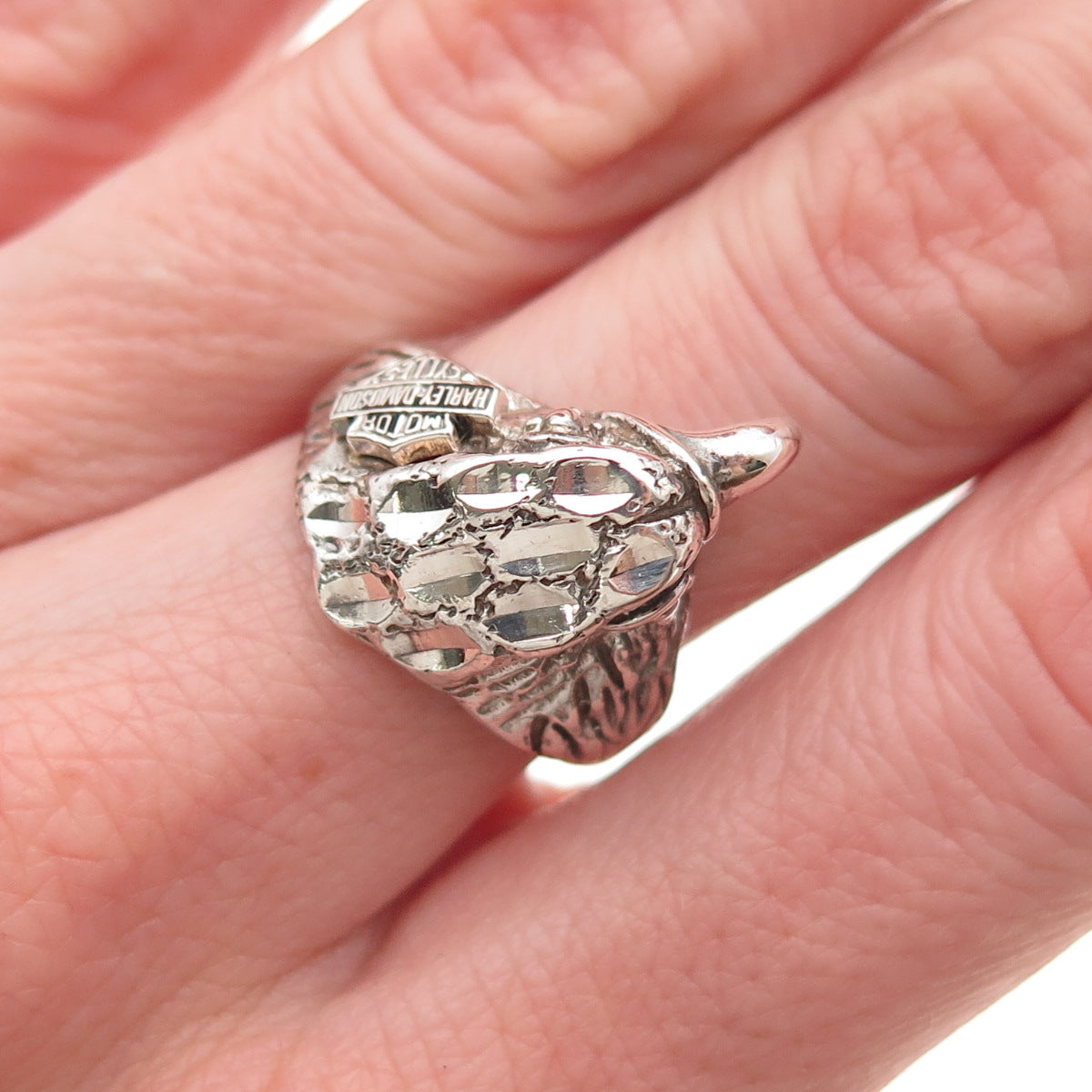 Harley-Davidson 925 Sterling Silver Vintage Eagle Oxidized Ring Size 6.75