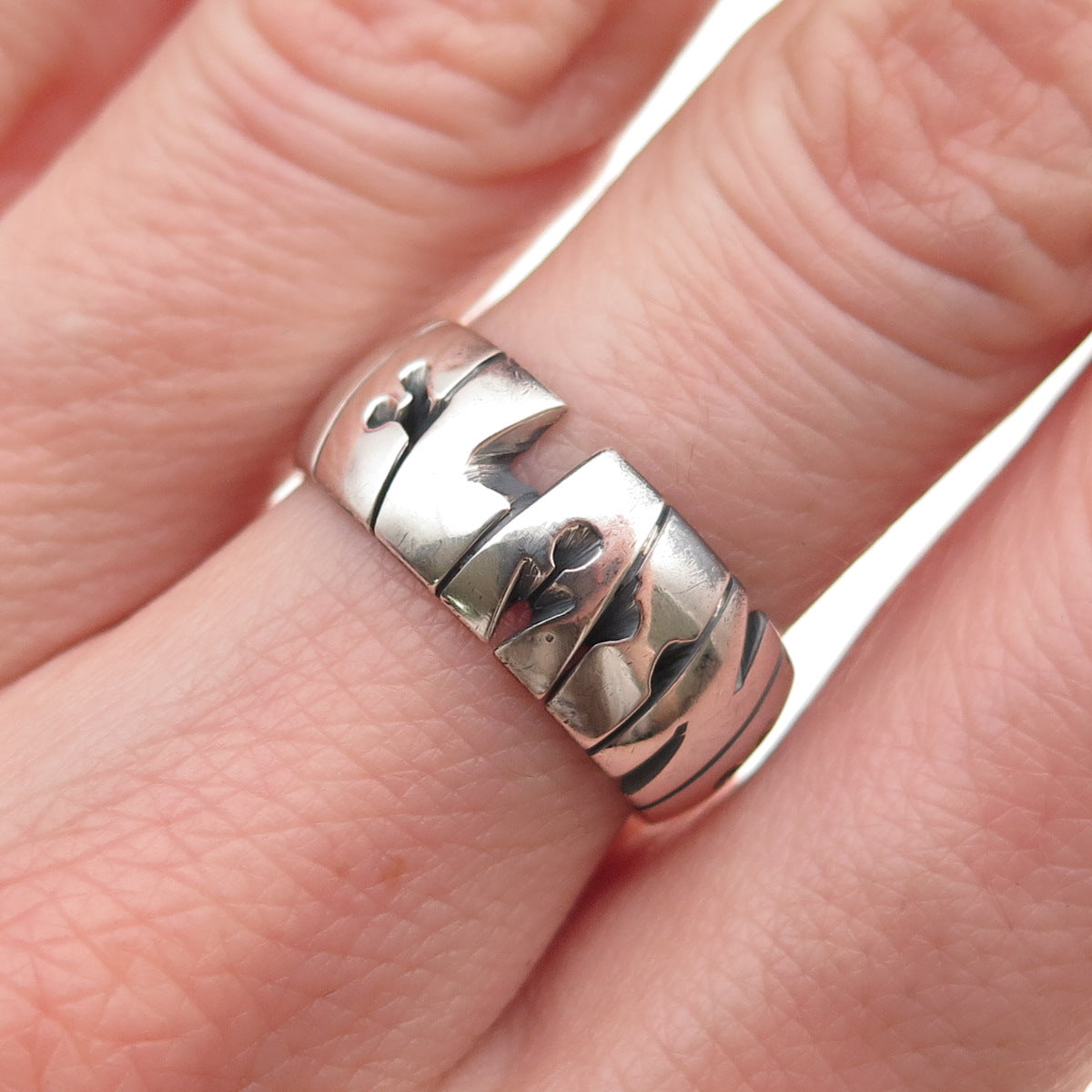 925 Sterling Silver Vintage Elaine Oxidized Name Band Ring Size 7