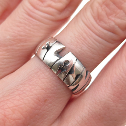925 Sterling Silver Vintage Elaine Oxidized Name Band Ring Size 7