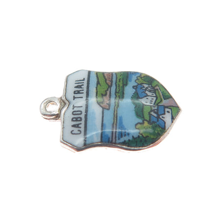 FRITZ REU & CO Silver Plated On Epns Germany Enamel Cabot Trail Charm Pendant