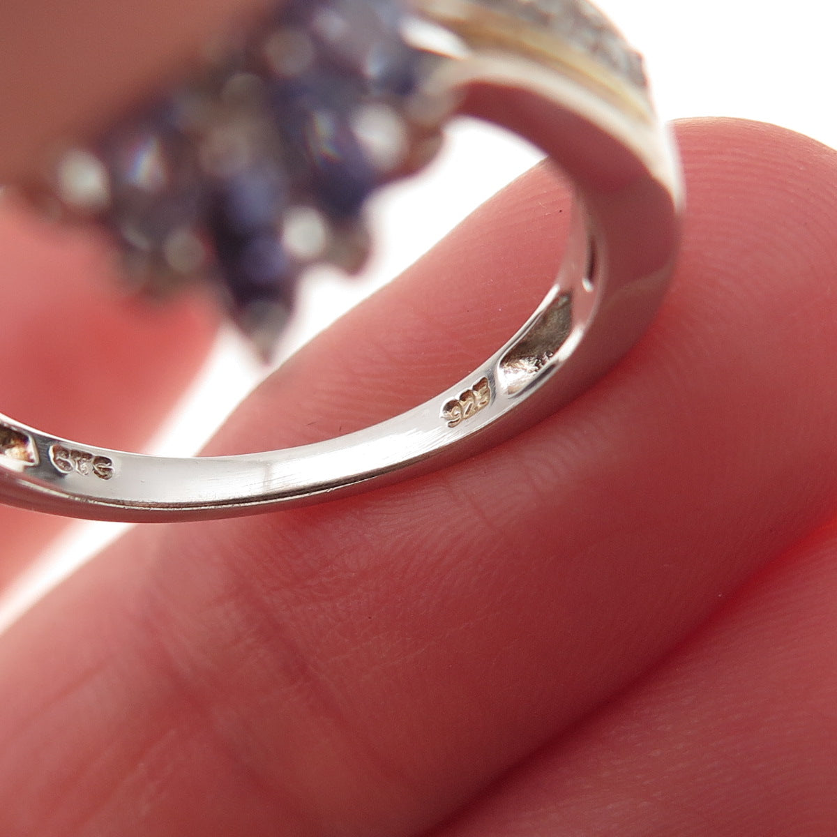Chuck Clemency 925 Sterling Silver Real Tanzanite & White Topaz Ring Size 8
