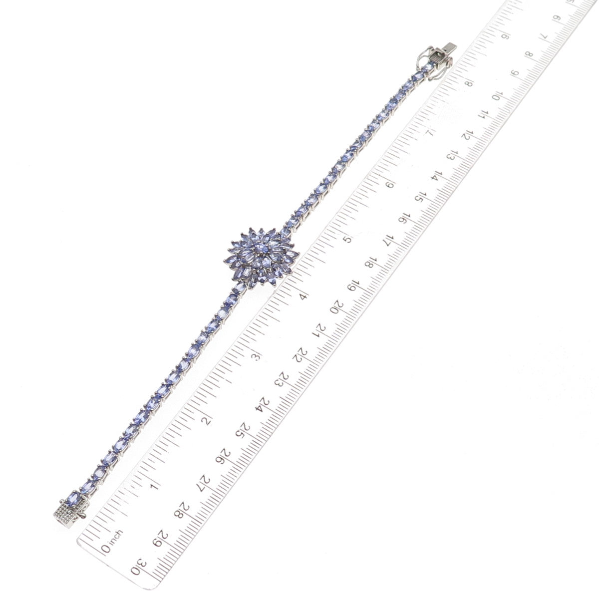 D'Joy 925 Sterling Silver Real Marquise & Oval-Cut Tanzanite Floral Bracelet 8"