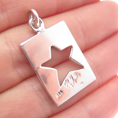 NALDO 925 Sterling Silver Vintage Star Tag Charm Pendant