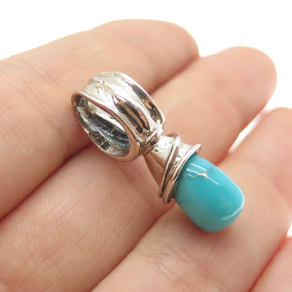HAGIT GORALI 925 Sterling Silver Vintage Real Turquoise Modernist Charm Pendant