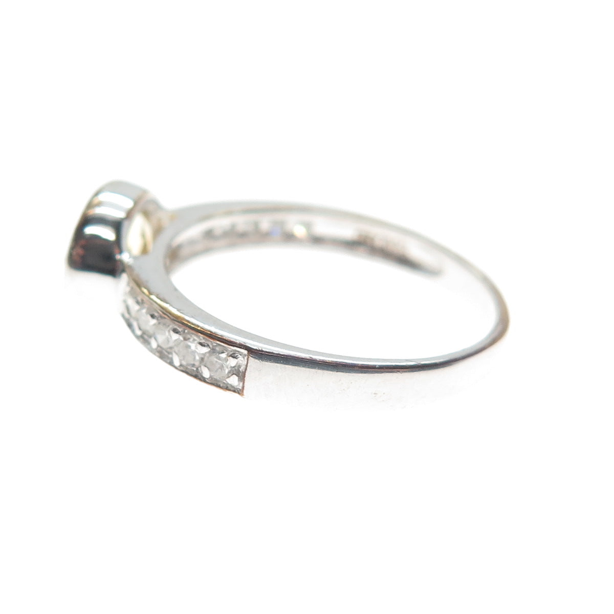 925 Sterling Silver Real Round-Cut Diamond & Oval-Cut Citrine Ring Size 7.25