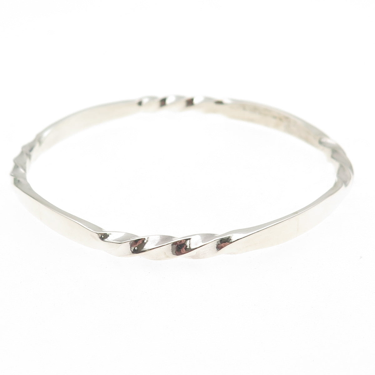 925 Sterling Silver Vintage Modernist Twisted Bangle Bracelet 7.75"