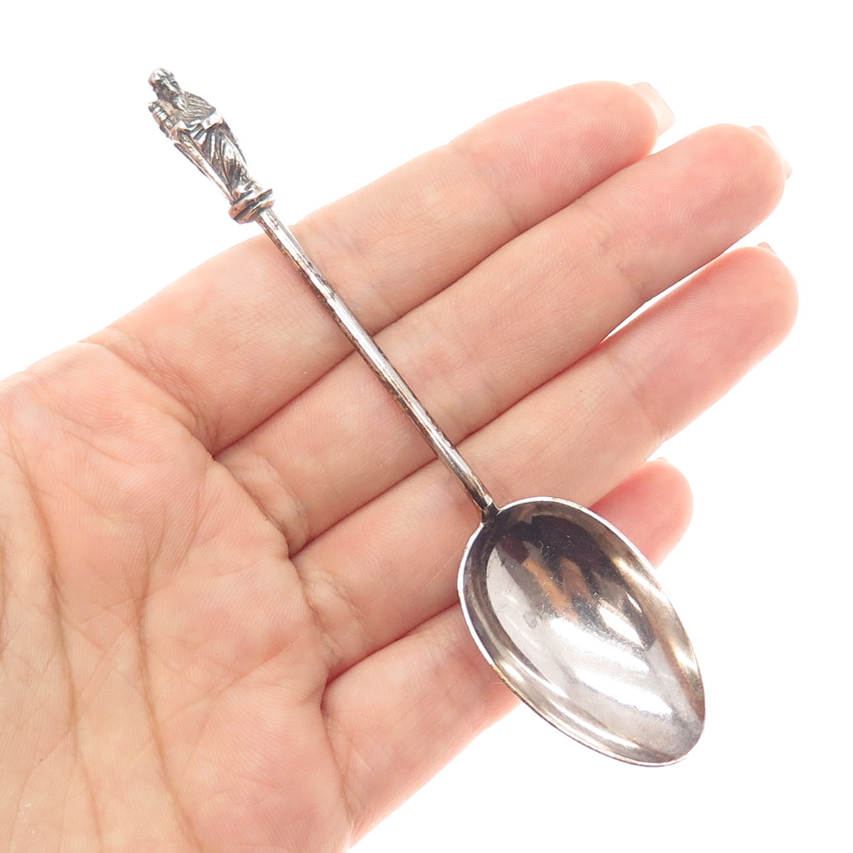 WILLIAM HUTTON & SONS Sterling Silver Antique 1897 London Apostle Coffee Spoon