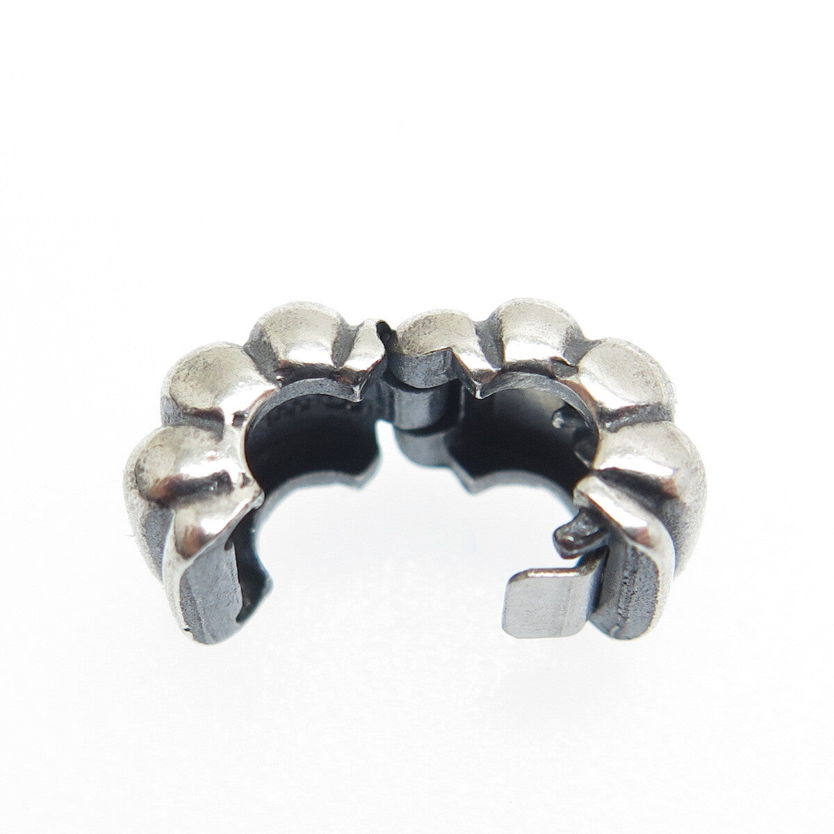PANDORA 925 Sterling Silver Oxidized Ribbed Clip Charm