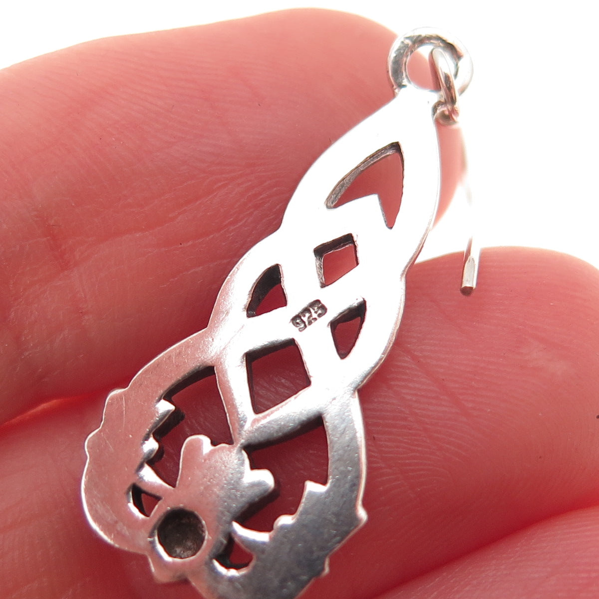 925 Sterling Silver Vintage Irish Claddagh Oxidized Dangle Earrings