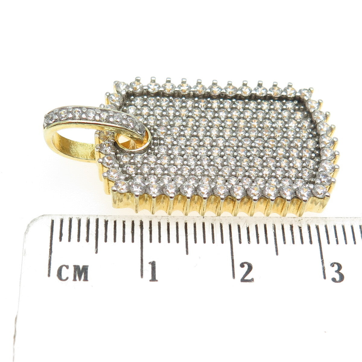 DADWANI 925 Sterling Silver 2-Tone Pave Swarovski Crystal Pendant