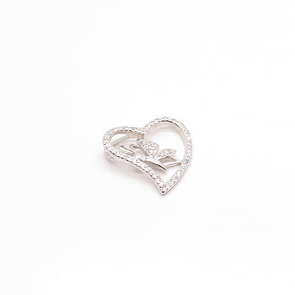 925 Sterling Silver C Z Open Heart Pendant