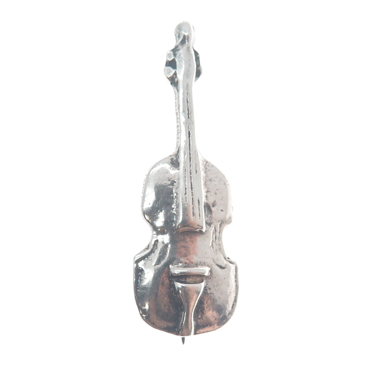 925 Sterling Silver Vintage Violin Musical Instrument Pin Brooch
