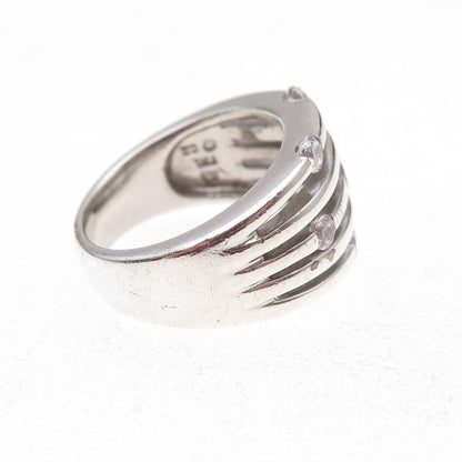 925 Sterling Silver Round-Cut C Z 5-Row Station Ring Size 7.25