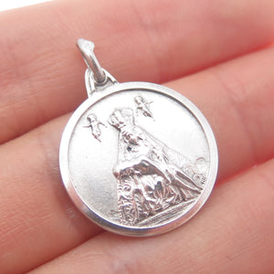 925 Sterling Silver Vintage 1976 Virgin of Copacabana Engraved Charm Pendant