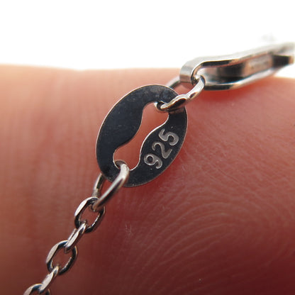 925 Sterling Silver Vintage Heart Slide Pendant Cable Chain Necklace 14-16"