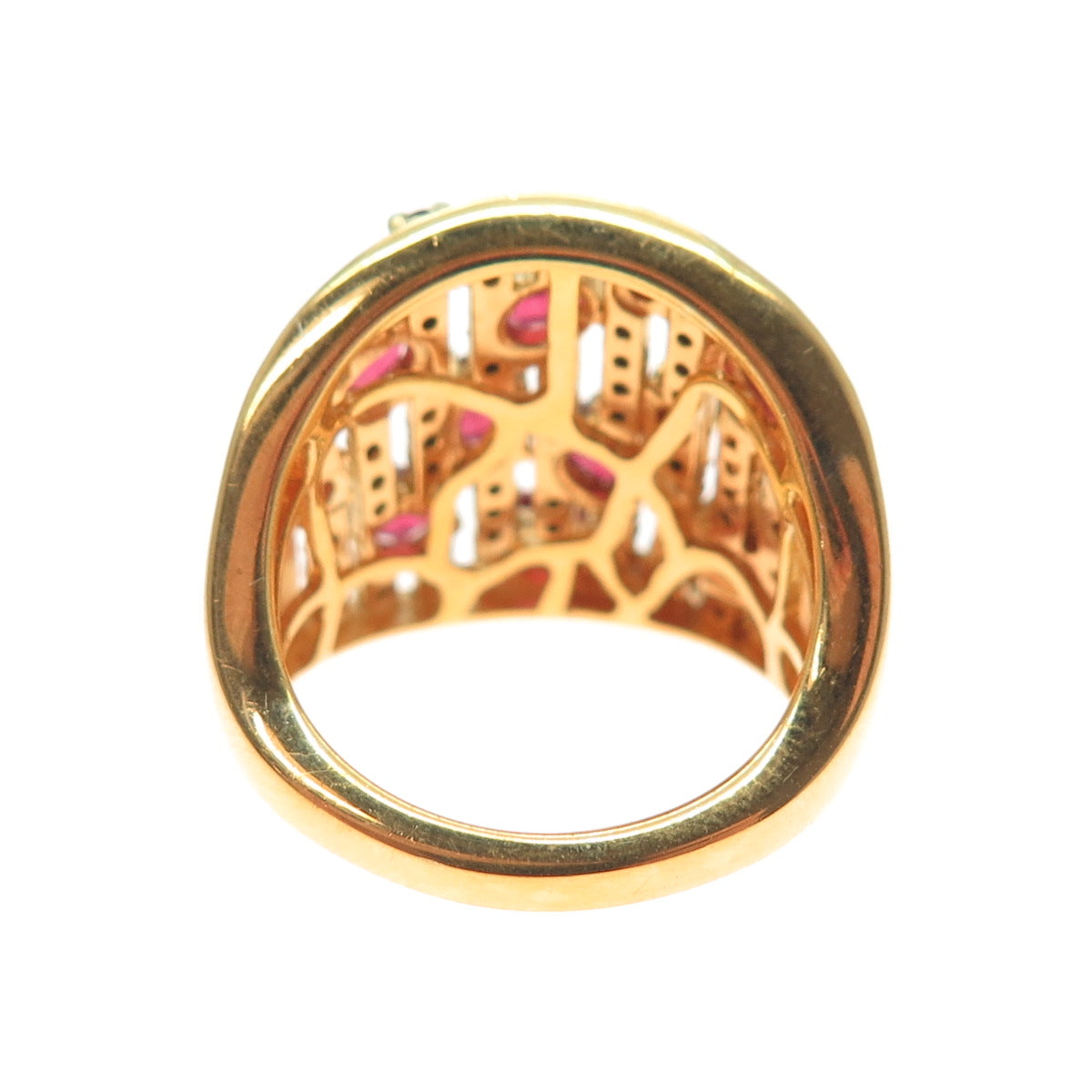 CHUCK CLEMENCY 925 Sterling Silver Gold Plated Real Ruby & Spinel Ring Size 5.25