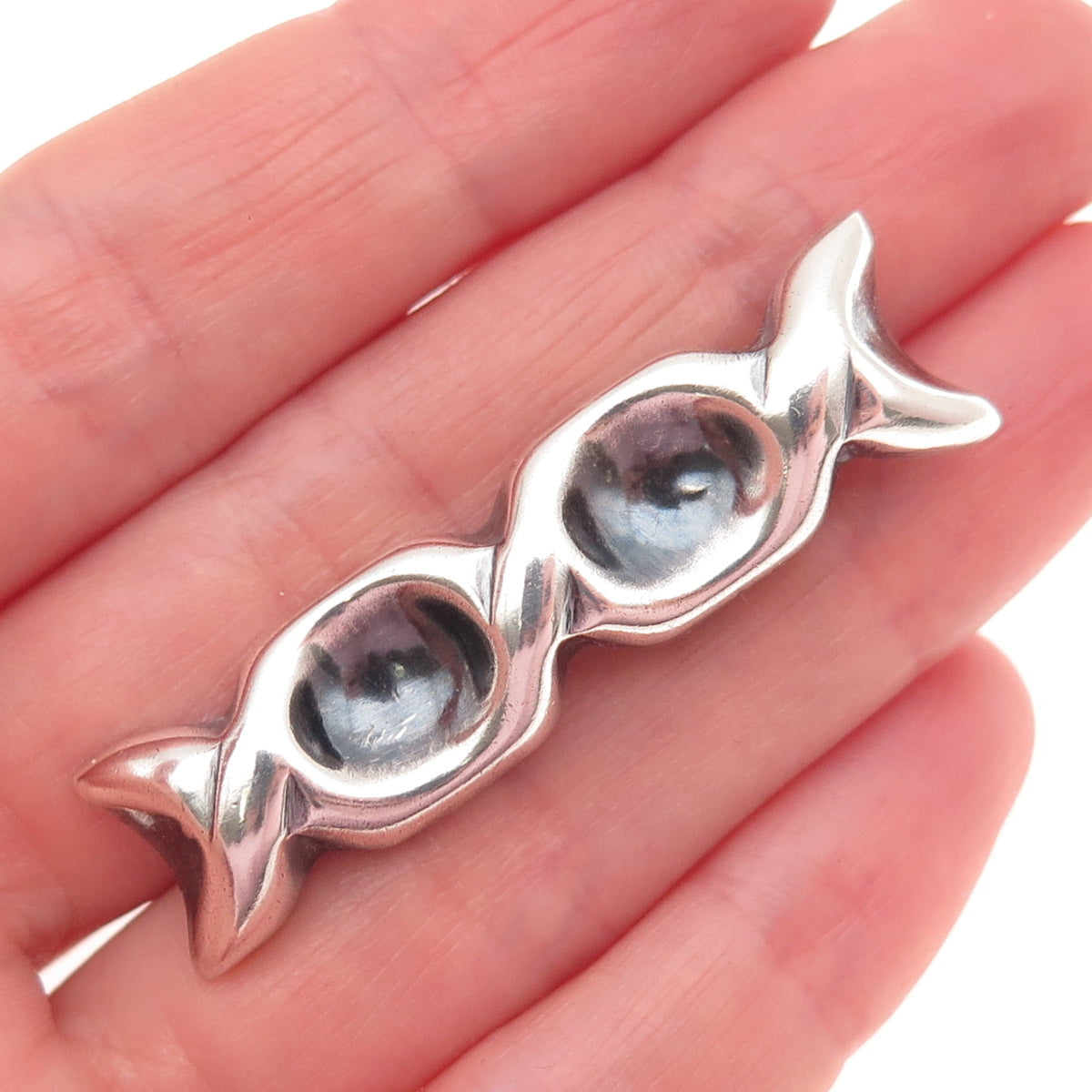 925 Sterling Silver Vintage Mexico Modernist Oxidized Pin Brooch