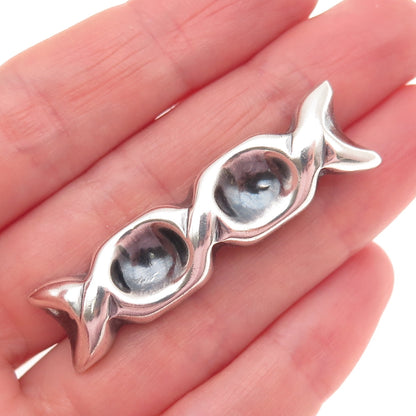 925 Sterling Silver Vintage Mexico Modernist Oxidized Pin Brooch