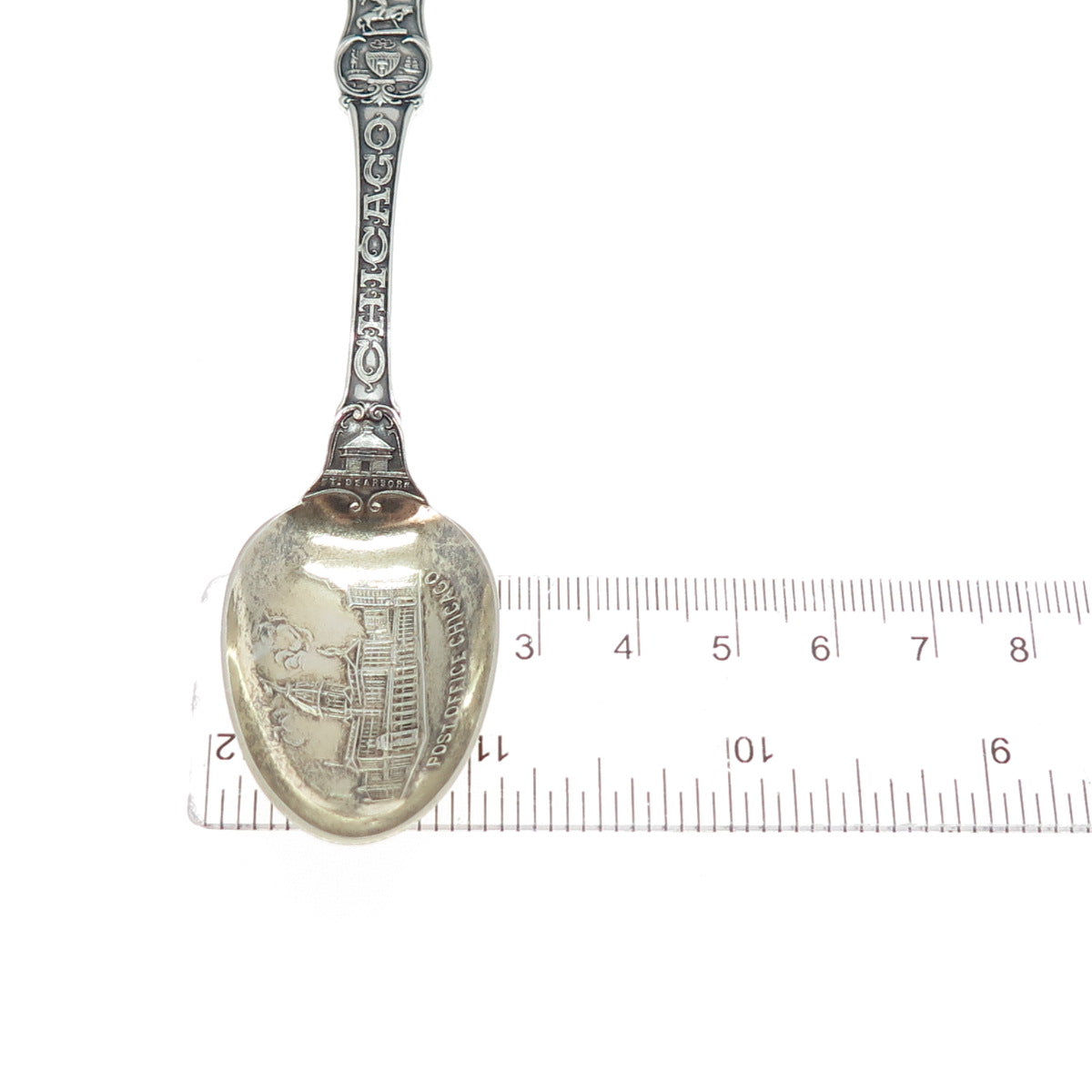 WALLACE Sterling Silver Antique Art Deco Chicago States & Cities Coffee Spoon