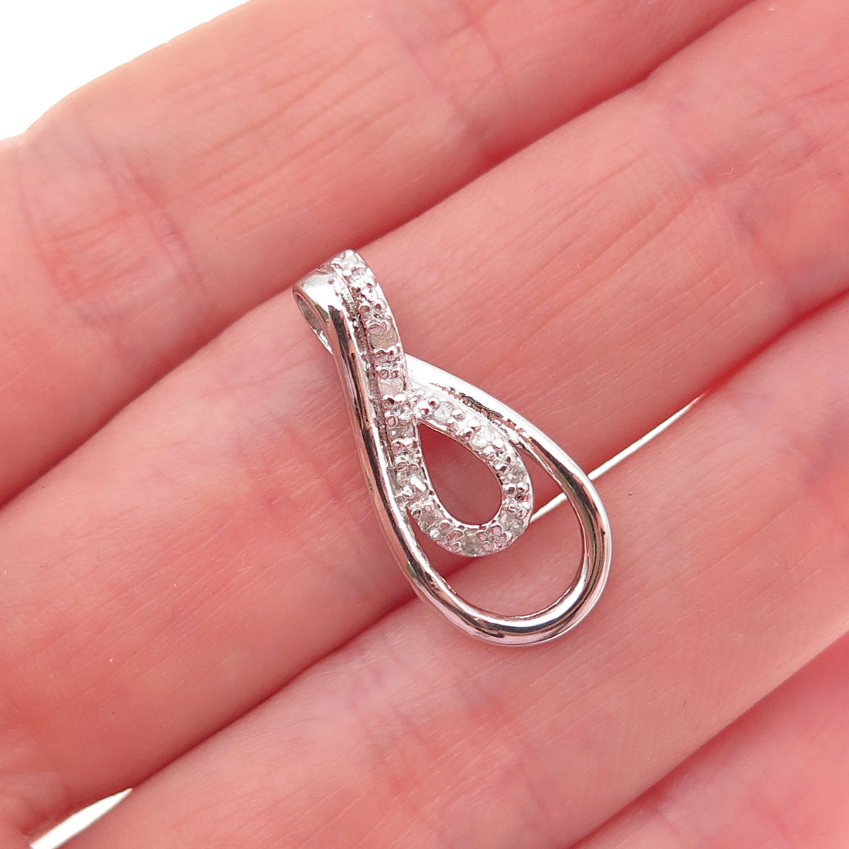 925 Sterling Silver Real Round-Cut Diamond Infinity Mini Charm Pendant