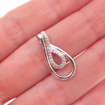 925 Sterling Silver Real Round-Cut Diamond Infinity Mini Charm Pendant