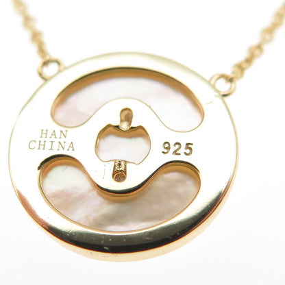 Han 925 Sterling Gold Plated Real MOP & C Z Cross Cable Chain Necklace 16-18"