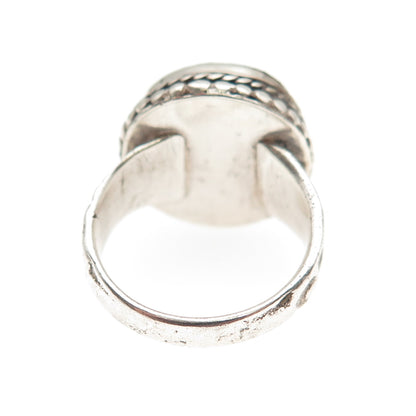 925 Sterling Silver Vintage Real Amber Modernist Oxidized Ring Size 6.5