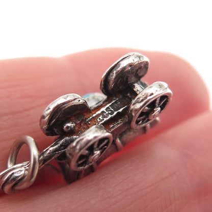 Maisels Indian Post 925 Sterling Vintage Turquoise Wagon 3D Mini Charm Pendant