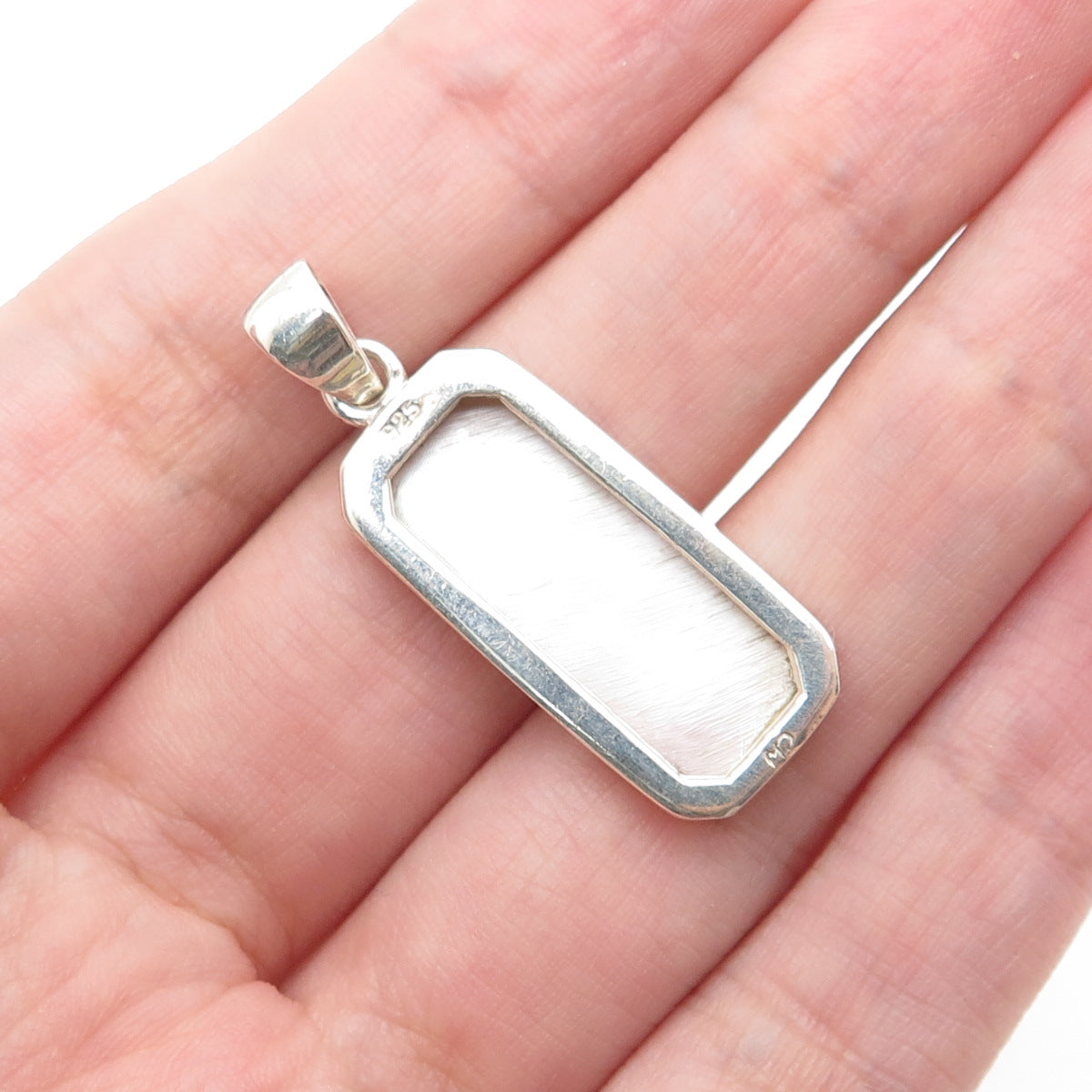 CHARLES WINSTON 925 Sterling Silver Vintage Real MOP Charm Pendant