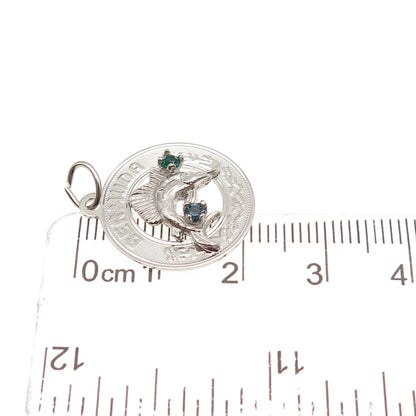 CREA 925 Sterling Silver Vintage Rhinestone Bermuda Swordfish Mini Charm Pendant